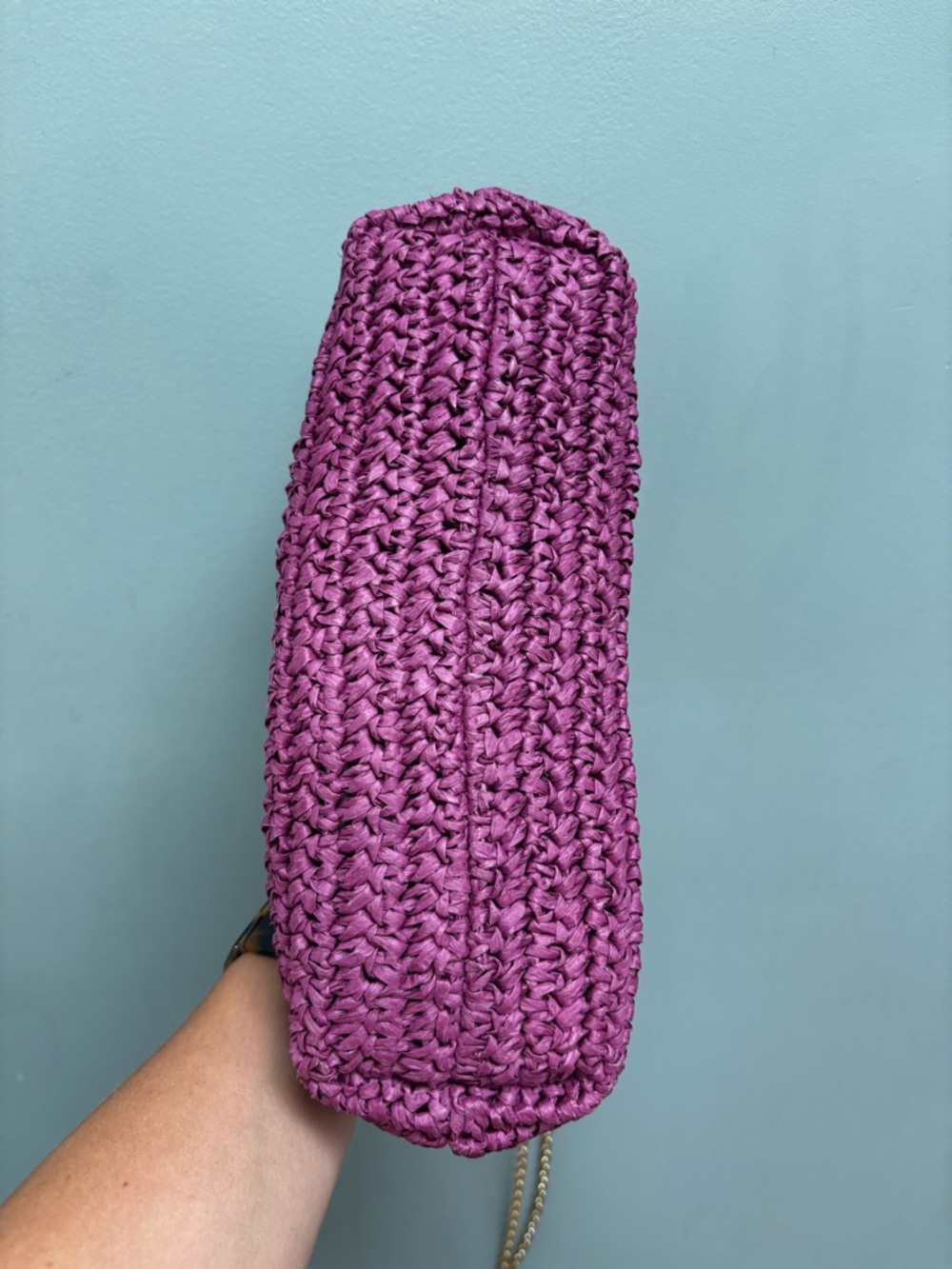 Mango MNG Rattan Clutch Bag in Fuchsia - Picture 8 of 8